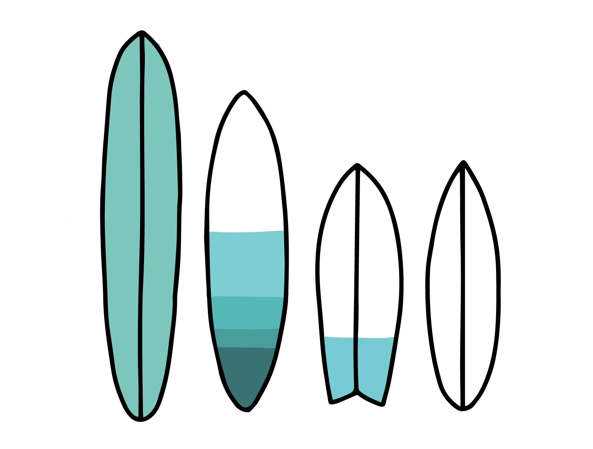 Illustrations planches de surf