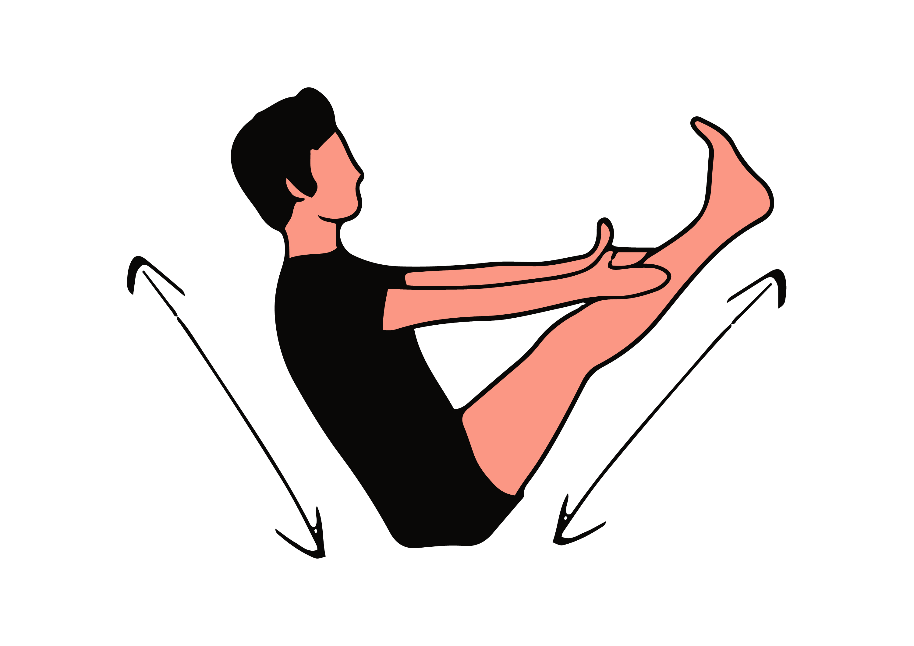 Ilustration Yoga for Surfing Boat Pose