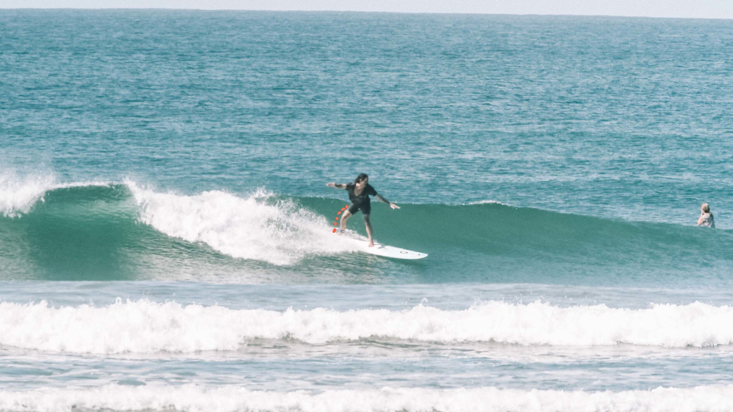 Surfer improving his surf level